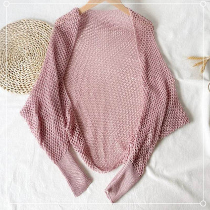 Fictitni Crochet Shrug Cardigan - Sheer Open Knit, Long Sleeve - Buy Center