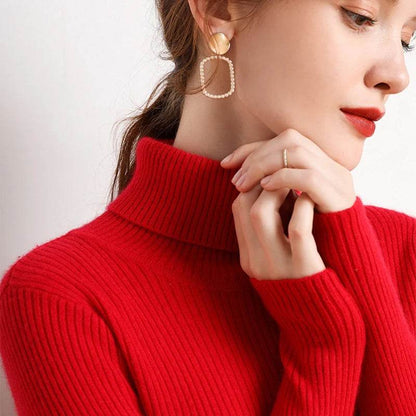 Women's Fall Turtleneck Sweater - Soft Cashmere Knit Pullover - Buy Center