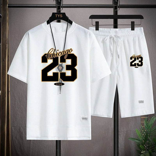 Men's Korea Summer Fashion Print Jogging Shorts Set - Casual Comfort - Buy Center
