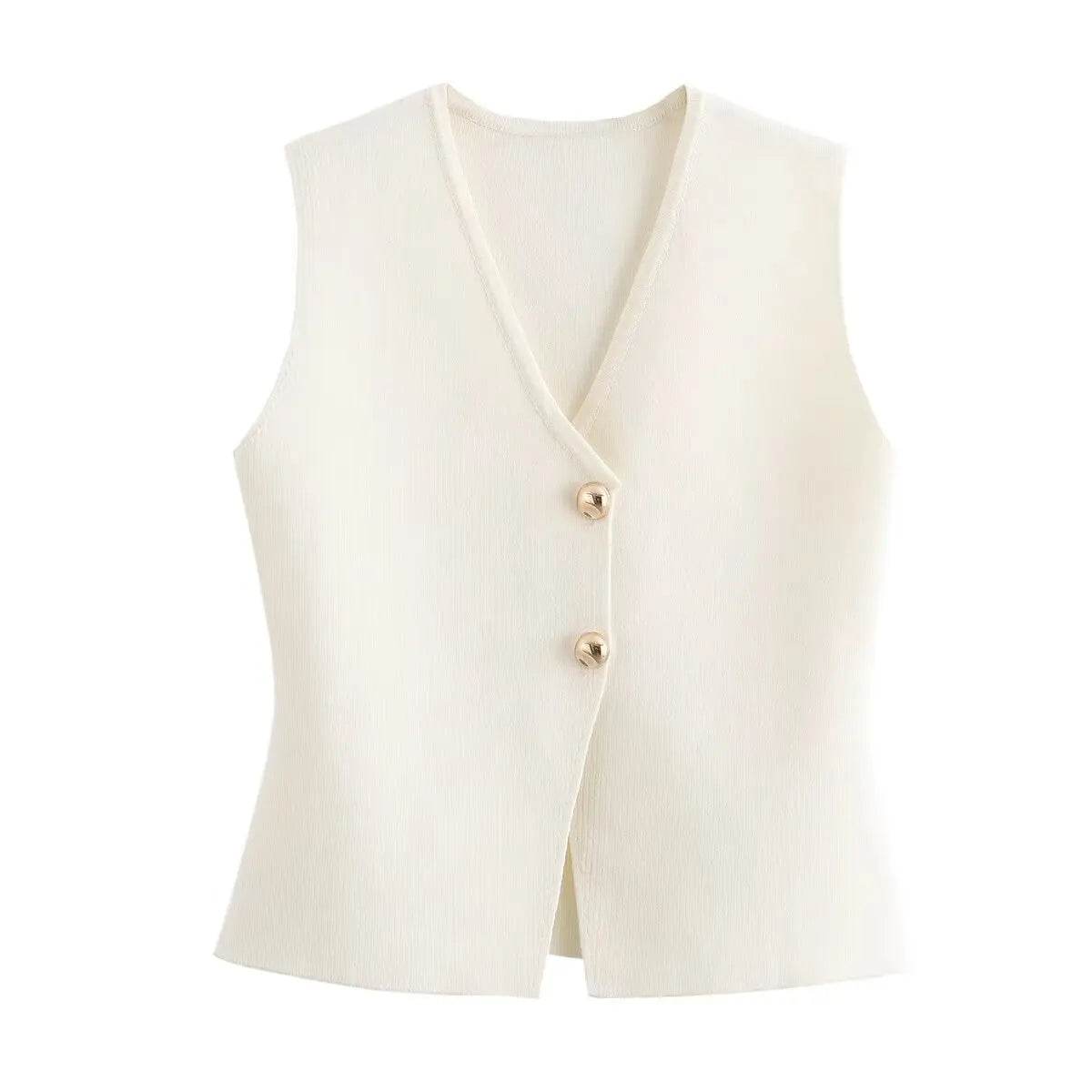TRAF Women's Knit Vest - Sleeveless Cardigan for Autumn/Winter Style - Buy Center