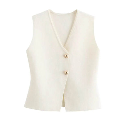 TRAF Women's Knit Vest - Sleeveless Cardigan for Autumn/Winter Style - Buy Center