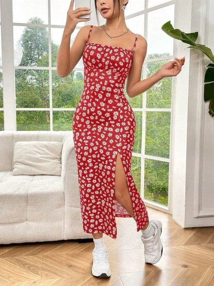 Elegant Strapless Maxi Dress - Daisy Leopard Print for Spring - Buy Center