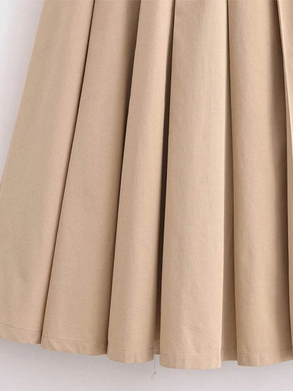 Chic Patchwork Pleated Maxi Dress - High Waist Sleeveless Style - Buy Center
