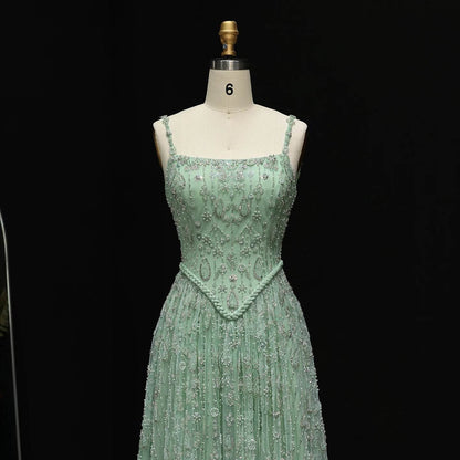 Elegant Sage Green Evening Dress - Sharon Said Spaghetti Straps - Buy Center
