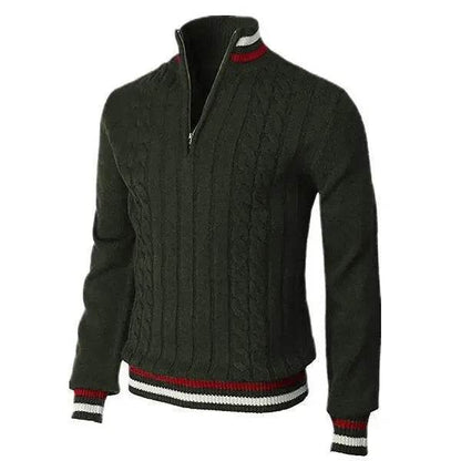 Men Pullovers Sweaters Turtleneck Zipper Thick Tops Full Sleeve Splice Simple Slim Fit Top Knit Casual Regular Autumn Winter - Buy Center