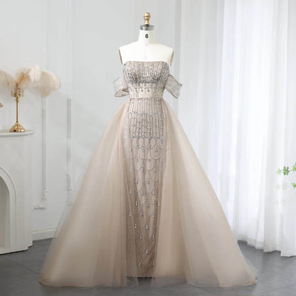 Sharon Said Luxury Mermaid Evening Dress - Strapless Beaded Gown - Buy Center