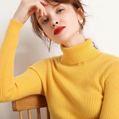 Women's Fall Turtleneck Sweater - Soft Cashmere Knit Pullover - Buy Center