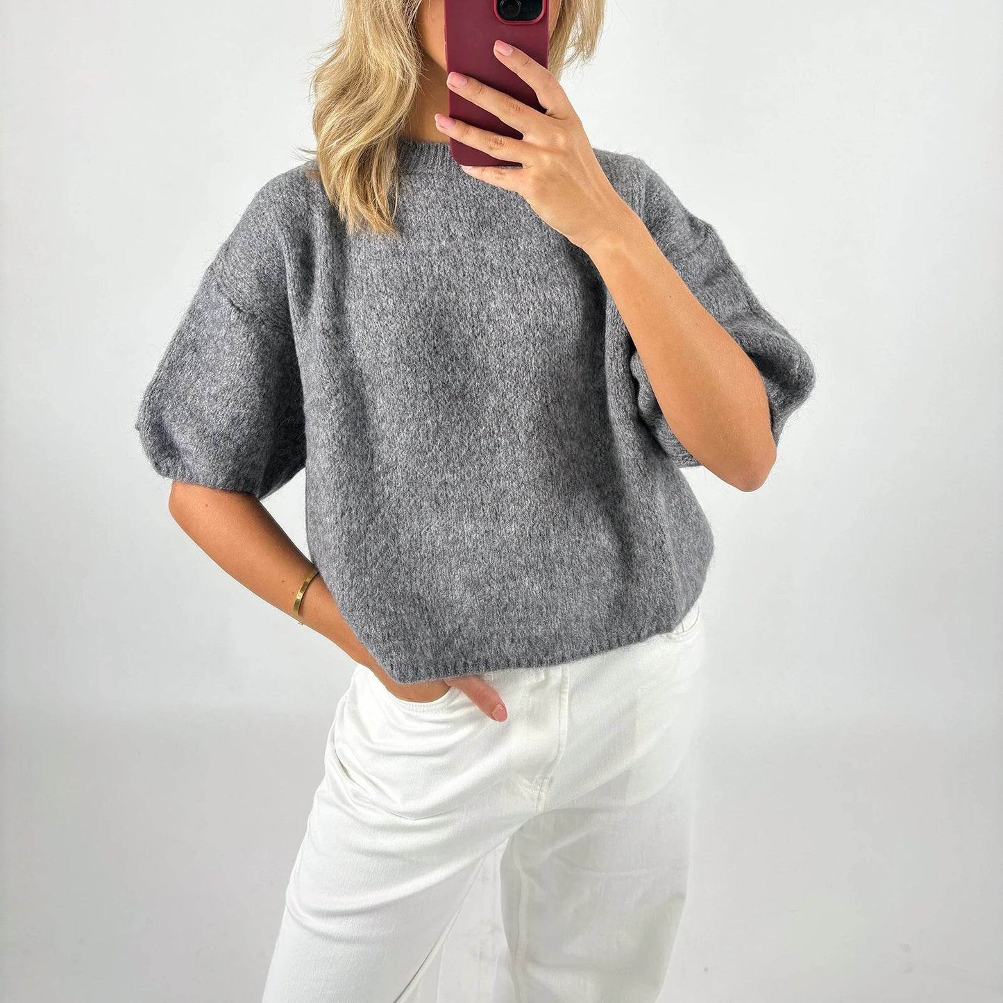 Imcute Women's Casual Knit Crop Top - Short Sleeve O-Neck Style - Buy Center
