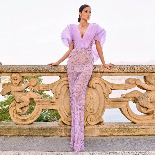 Sharon Said Lilac Evening Dress - Off Shoulder Formal Gown for Women - Buy Center