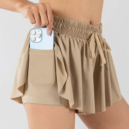 INLUMINE Women's 2-in-1 Flowing Sports Shorts - Butterfly Design - Buy Center