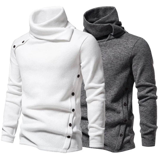 Autumn Winter Men Turtleneck Long Sleeve Sweater Korean Trend Solid Color Basic Shirt Knitted Button Design Pullover Man Clothes - Buy Center