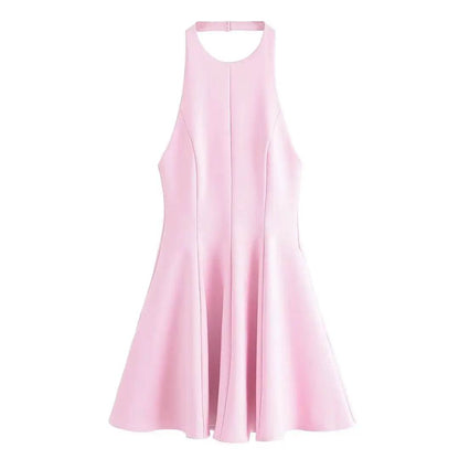TRAFZA Chic Yellow Ruffle Halter Dress - Elegant Mini for Women - Buy Center