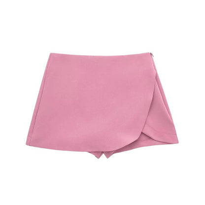 Women's High Waist Mini Skort - Stylish Brown & Pink Casual Wear - Buy Center