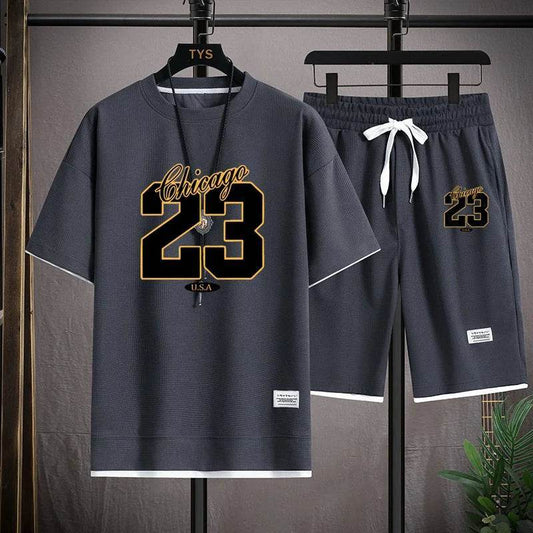 Men's Korea Summer Fashion Print Jogging Shorts Set - Casual Comfort - Buy Center