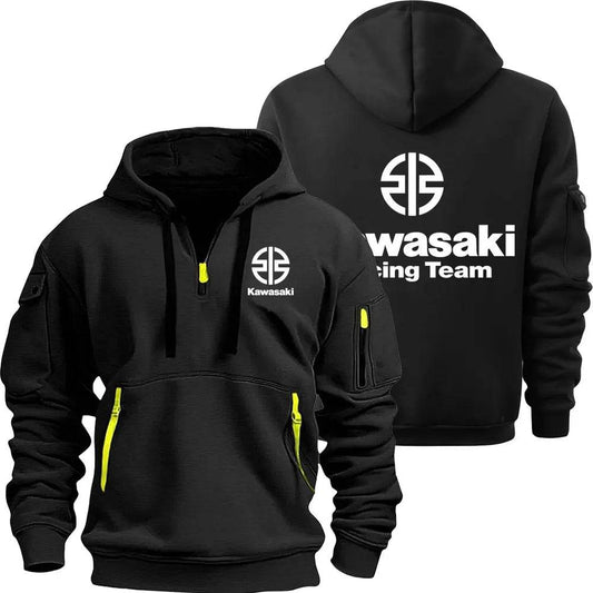 Kawasaki Men's Half Zipper Hoodie - Casual Spring Autumn Pullover - Buy Center