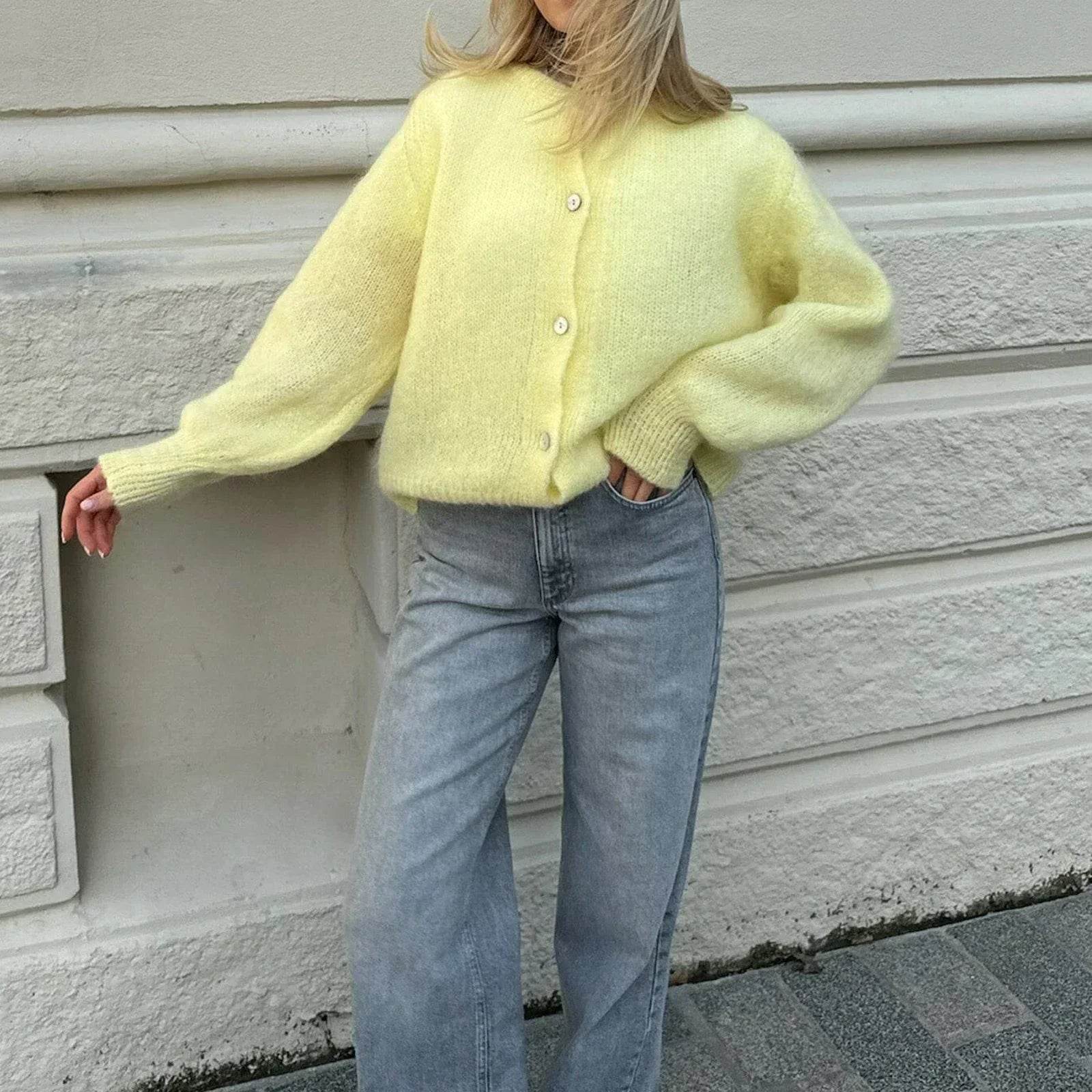 Goocheer Women’s Solid Knitted Cardigan - O-neck, Single Breasted Style - Buy Center