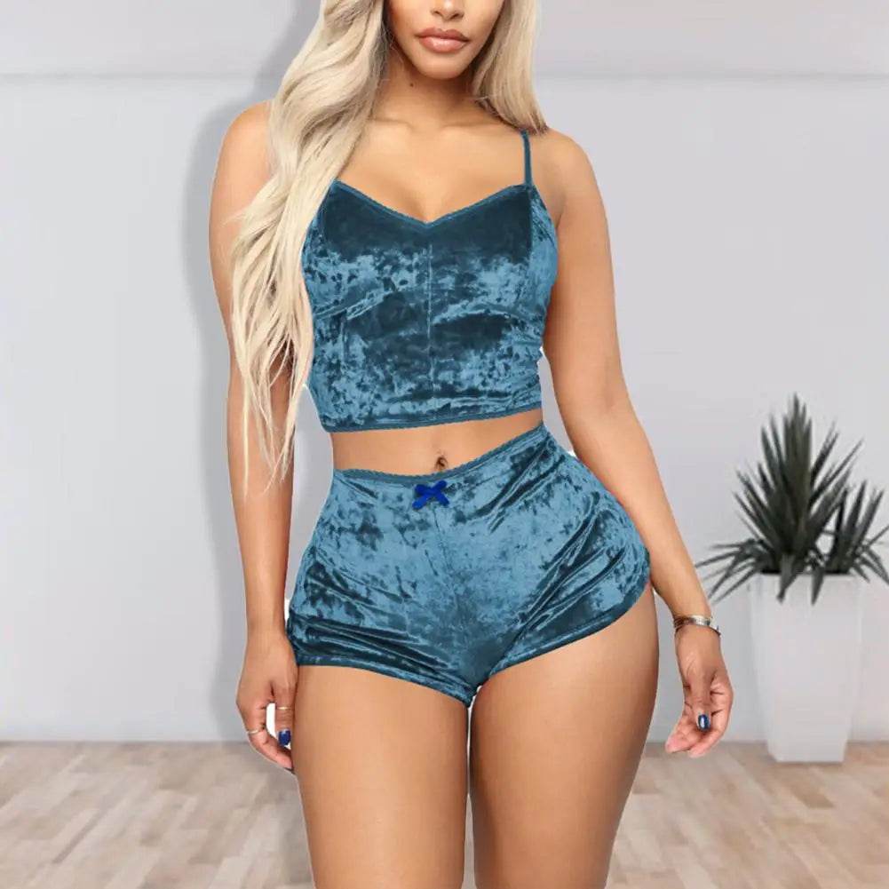 Velvet Women’s Spaghetti Strap Pajama Set - Summer Sleepwear - Buy Center