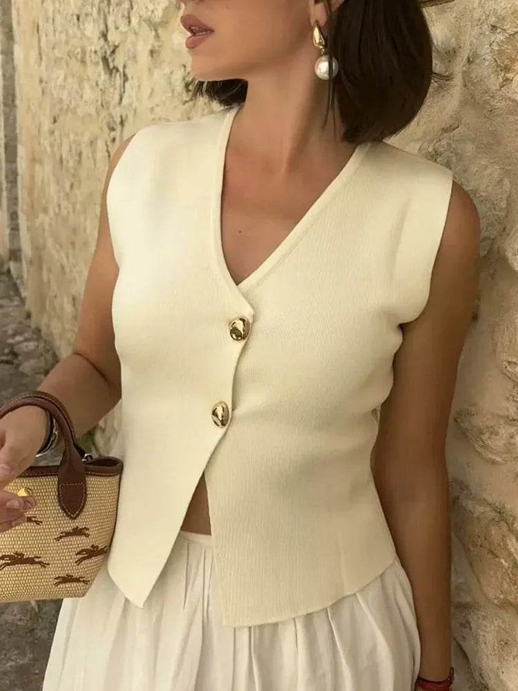 TRAF Women's Knit Vest - Sleeveless Cardigan for Autumn/Winter Style - Buy Center