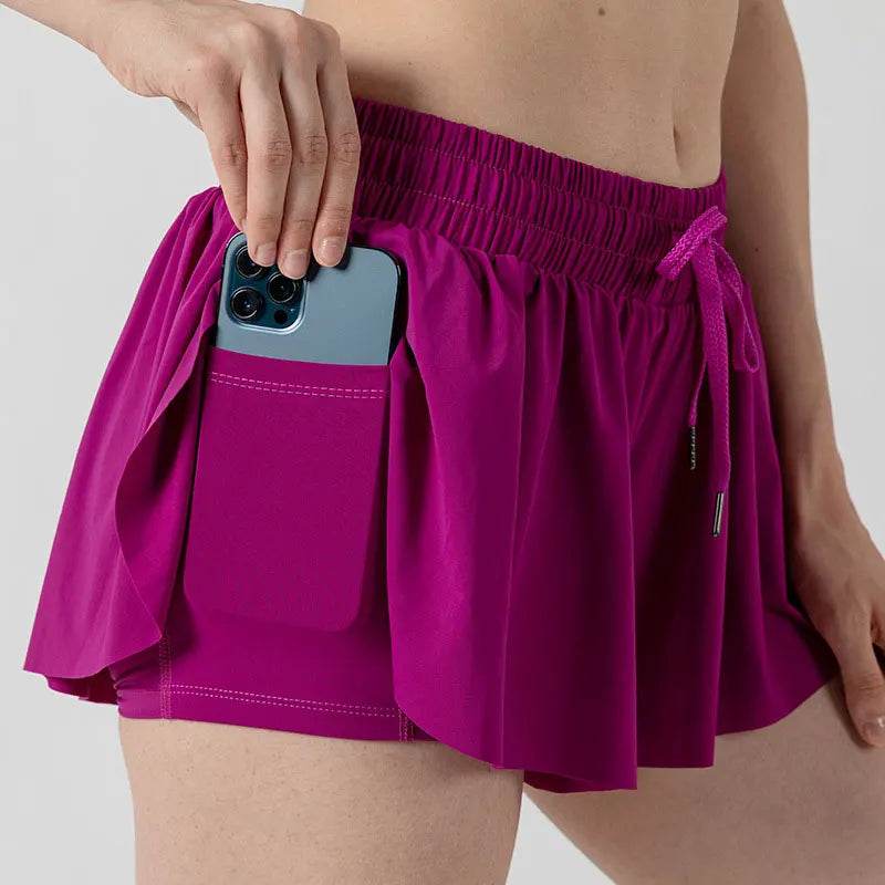 INLUMINE Women's 2-in-1 Flowing Sports Shorts - Butterfly Design - Buy Center