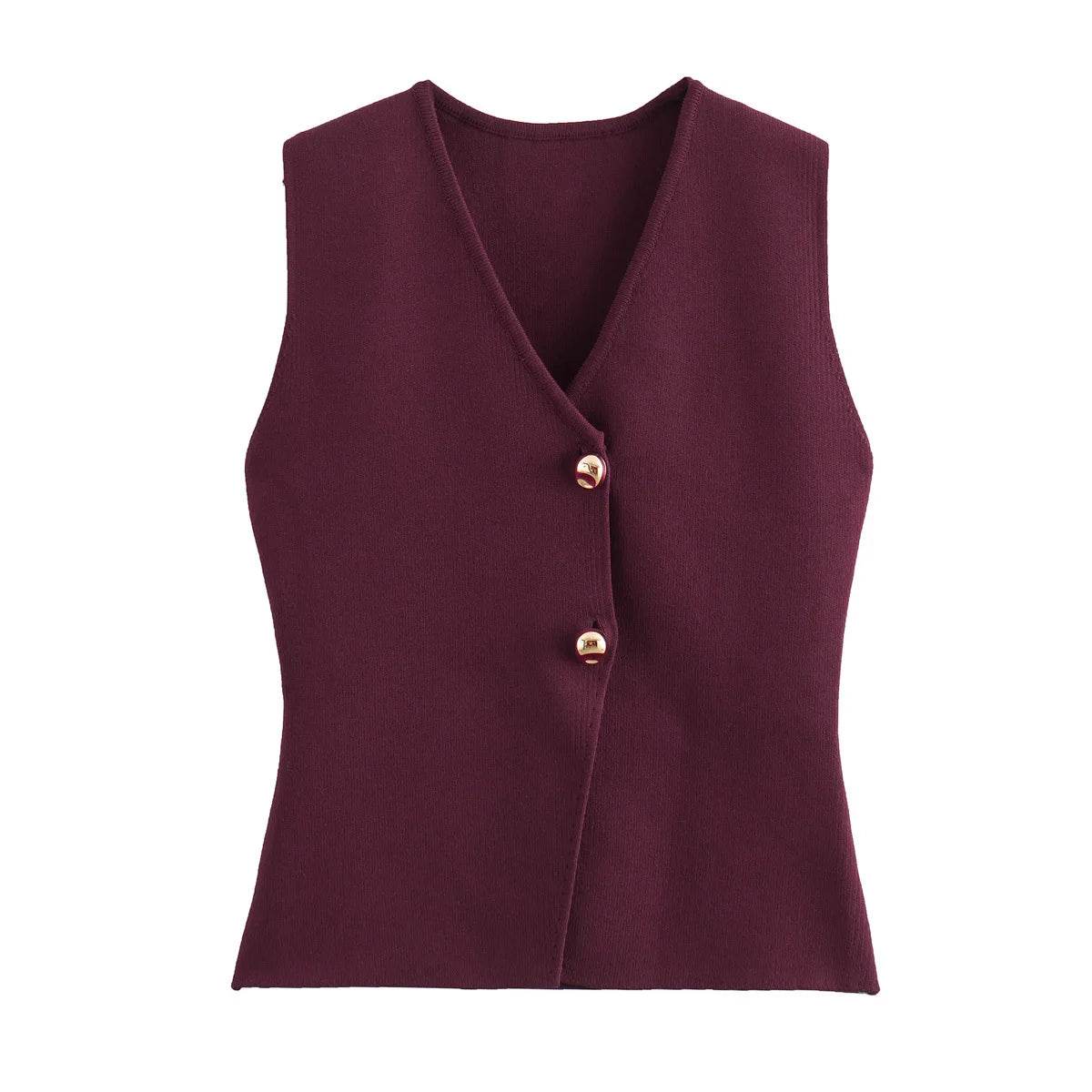TRAF Women's Knit Vest - Sleeveless Cardigan for Autumn/Winter Style - Buy Center