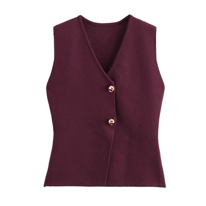 TRAF Women's Knit Vest - Sleeveless Cardigan for Autumn/Winter Style - Buy Center