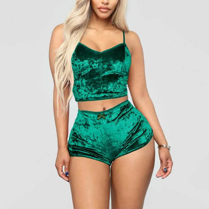 Velvet Women’s Spaghetti Strap Pajama Set - Summer Sleepwear - Buy Center