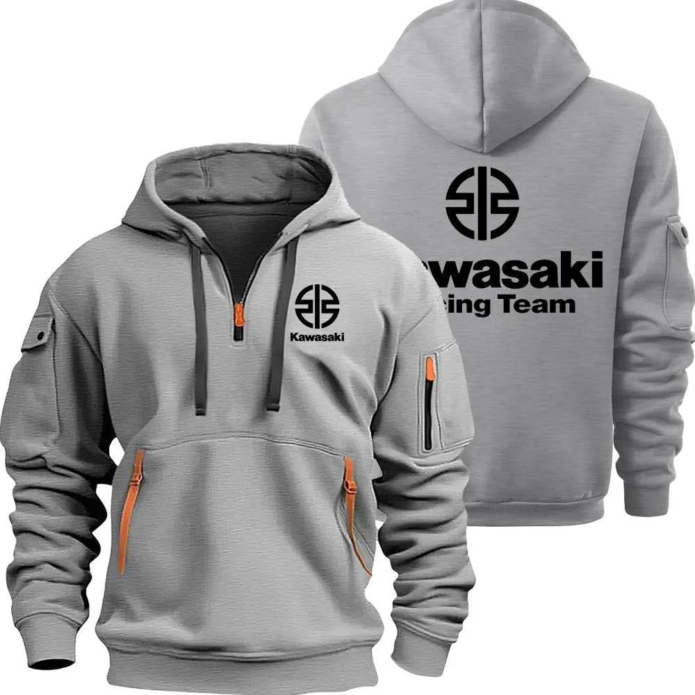 Kawasaki Men's Half Zipper Hoodie - Casual Spring Autumn Pullover - Buy Center