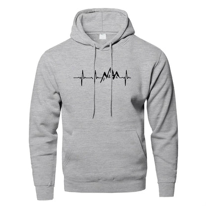 Mountain Heartbeat Hoodies - Casual Long Sleeve Sweatshirt for Teens - Buy Center