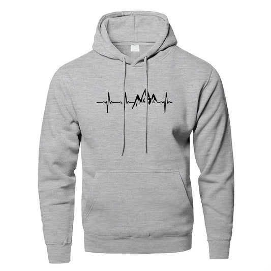 Mountain Heartbeat Hoodies - Casual Long Sleeve Sweatshirt for Teens - Buy Center
