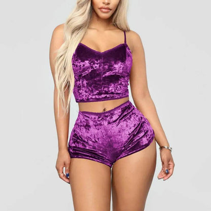 Velvet Women’s Spaghetti Strap Pajama Set - Summer Sleepwear - Buy Center