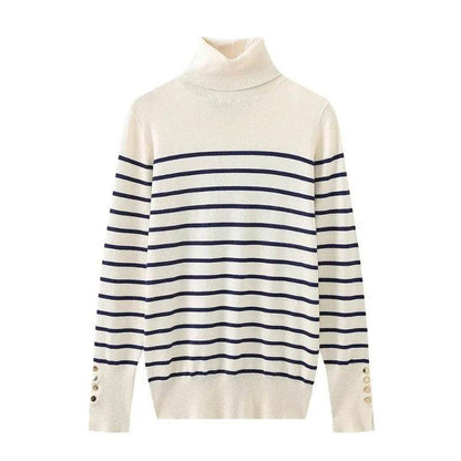 Women's Cropped Turtleneck Sweater with Buttons - Casual Knit Pullover - Buy Center