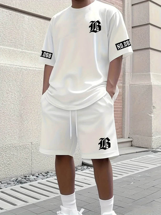 Stylish Men's Casual Suit Set - T-Shirt & Shorts for Summer - Buy Center