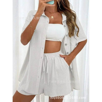 LCSKERA Black Short Sleeve Shirt & Shorts Set - Casual Summer Outfit - Buy Center