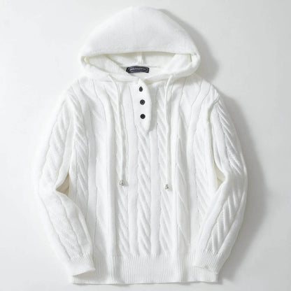 Men Sweatshirts Pullovers Sweaters Solid Casual Loose Splice Hooded Knitted Drawstring Regular Thick Warm Tops Autumn Winter - Buy Center