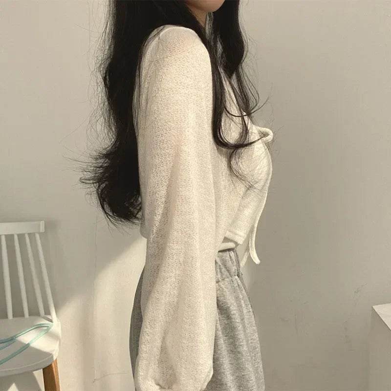 Y2K Korean Style Casual Knitted Cardigan - Thin Sunscreen Knitwear - Buy Center