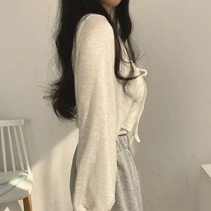 Y2K Korean Style Casual Knitted Cardigan - Thin Sunscreen Knitwear - Buy Center