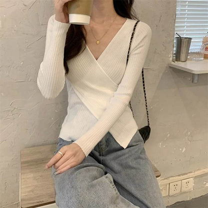 XIBUSANA Women’s V-Neck Knitwear - Casual Long Sleeve Pullover - Buy Center
