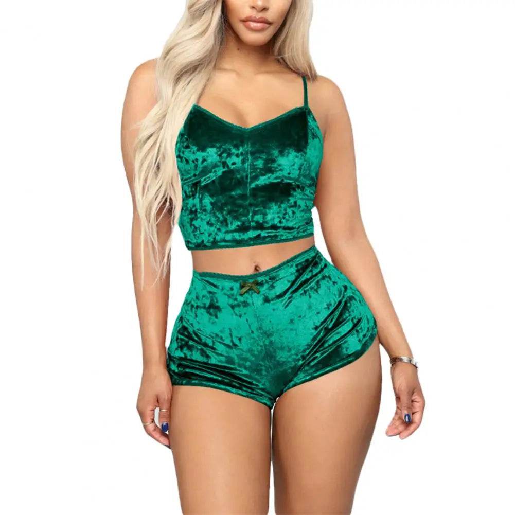 Velvet Women’s Spaghetti Strap Pajama Set - Summer Sleepwear - Buy Center