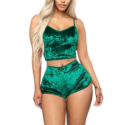 Velvet Women’s Spaghetti Strap Pajama Set - Summer Sleepwear - Buy Center