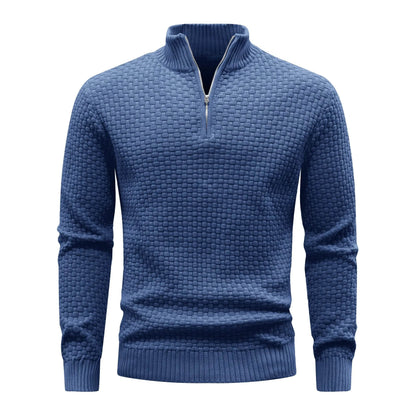 Slavinson Men's Sweater Winter Warm Zip Up Pullover Waffle Knit Mock Neck Turtleneck Soft Long Sleeve Top US Size - Buy Center