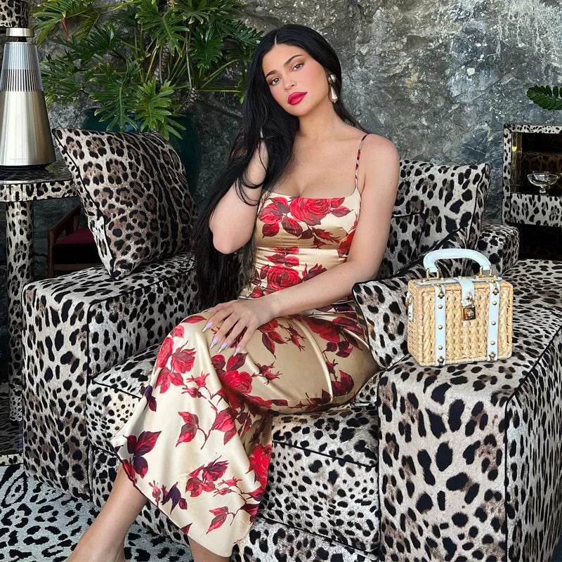 Hugcita Summer Y2K Floral Print Bodycon Midi Dress for Women - Buy Center