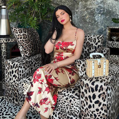 Hugcita Summer Y2K Floral Print Bodycon Midi Dress for Women - Buy Center