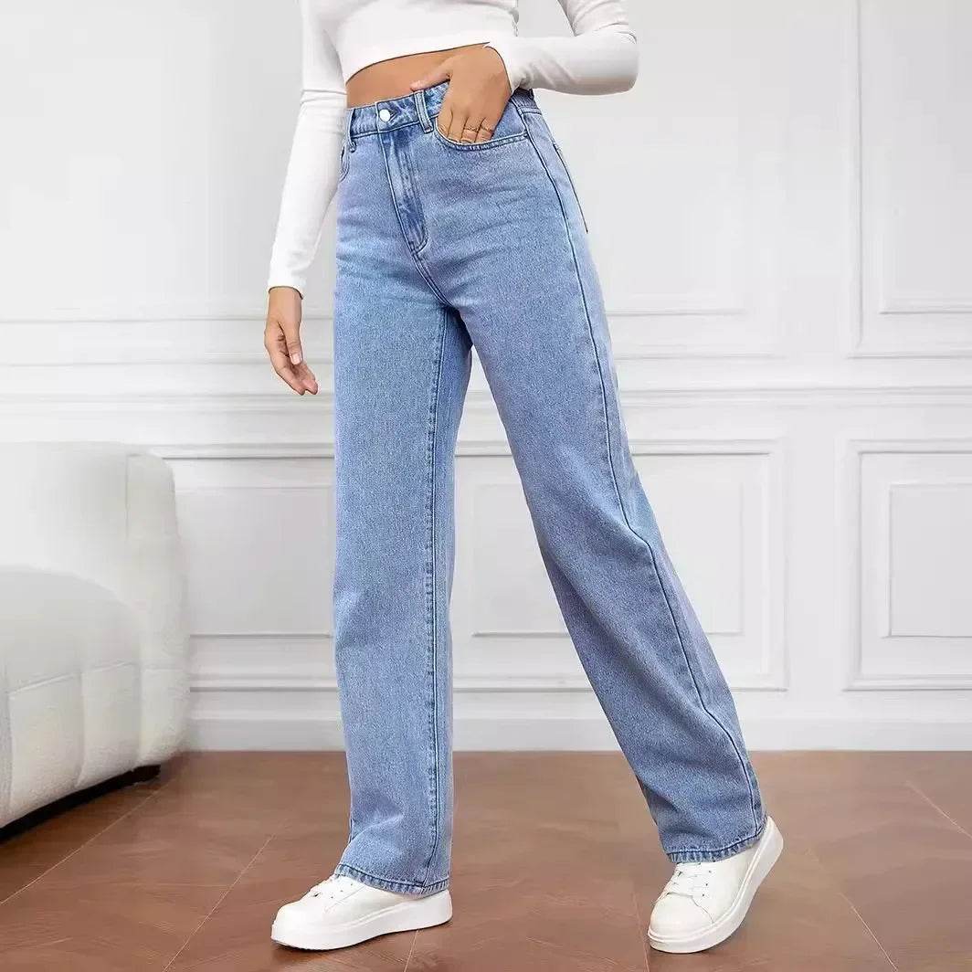 Bree ZEB High Waist Denim Jeans for Women - Casual Loose Fit Trousers - Buy Center