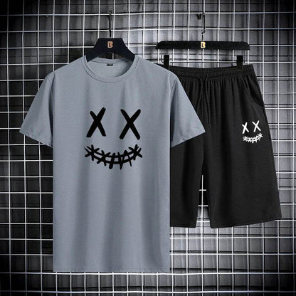 Men's Summer Sports Set - Round Neck T-Shirt & Shorts, Slim Fit - Buy Center