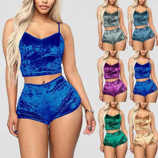 Velvet Women’s Spaghetti Strap Pajama Set - Summer Sleepwear - Buy Center