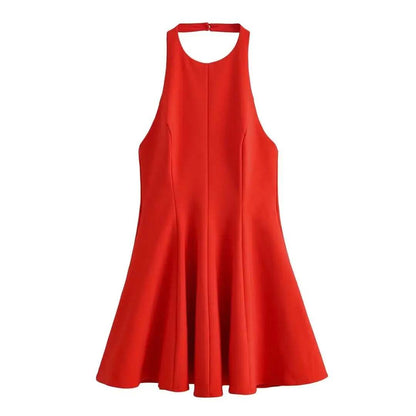 TRAFZA Chic Yellow Ruffle Halter Dress - Elegant Mini for Women - Buy Center