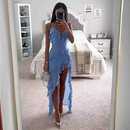 Elegant Women's Strap Maxi Dress - Asymmetrical Mini Clubwear - Buy Center