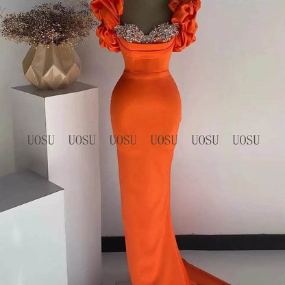 Furtan 2025 Mermaid Prom Dress - Sweetheart Satin Gown with Puff Sleeves - Buy Center