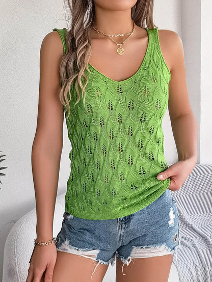 LUSMAY Women’s Casual V-Neck Hollow Out Knitted Vest - Summer Style - Buy Center