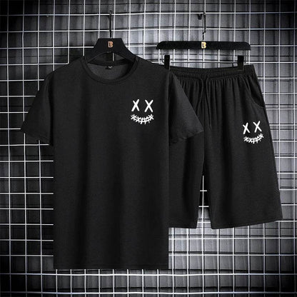 Men's Summer Sports Set - Round Neck T-Shirt & Shorts, Slim Fit - Buy Center